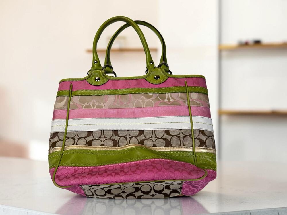 Coach Bleecker Daisy Patchwork Tote F14726 Pink Green Y2K Style